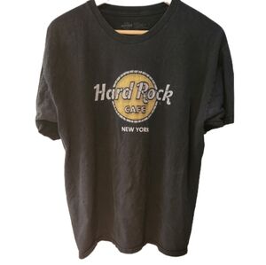 Vintage Hard Rock Cafe New York Black Tee with Gold Logo 100% Cotton‎